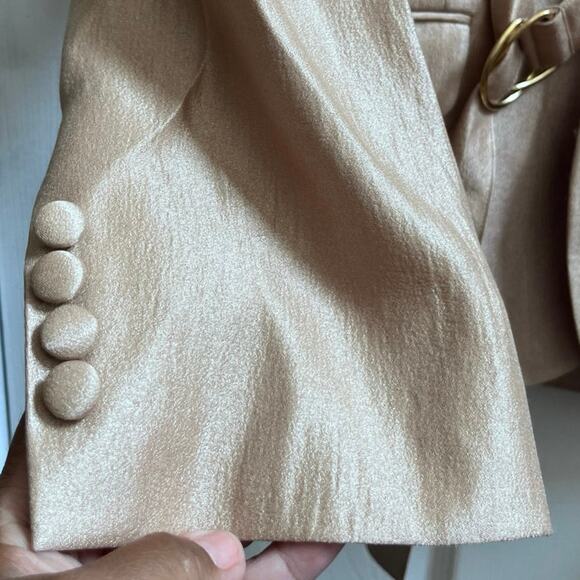 ASOS DESIGN Men’s Gold Metallic Slim Belted Suit Blazer Jacket Long Size 40 - Picture 6 of 9